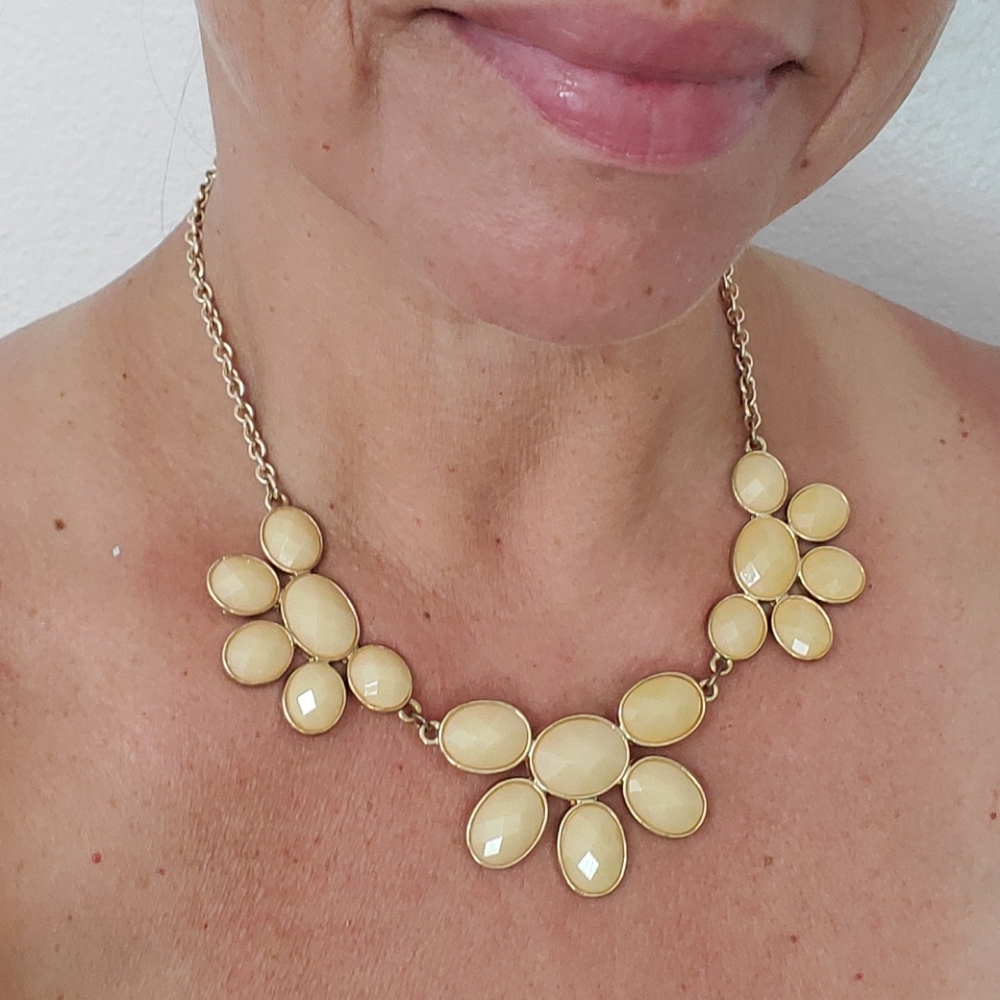 Charming Charlie Ivory & Gold Necklace & Earrings
